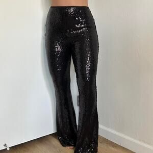 Anthropologie Black Sequin Pants